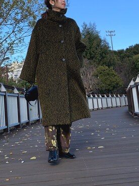 「CLANE（クラネ）のアイテム（ステンカラーコート）」を使った、amiさん（レディース・160cm）の冬コーディネート