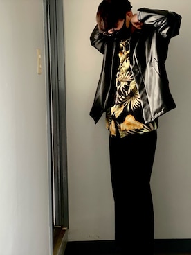 「HARE（ハレ）のアイテム（ライダースジャケット）」を使った、haruさん（メンズ・181cm）の春コーディネート