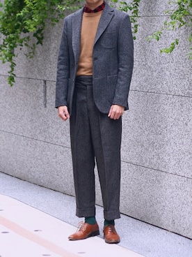 「BAKER（ベイカー）のアイテム」を使った、samさん（メンズ・177cm）の冬コーディネート