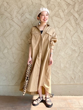 「ビーズバッグ」｜「アイテム（ハンチング/ベレー帽）」を使った、kaninapさん（レディース・155cm）の夏コーディネート