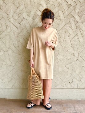 「アイテム（トップス、ベージュ系）」を使った、kaninapさん（レディース・155cm）の夏コーディネート