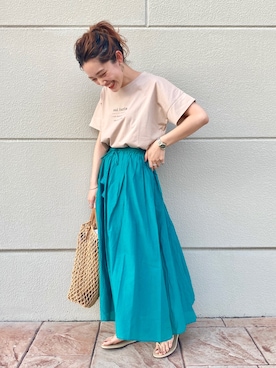 「アイテム（ショルダーバッグ、イエロー系）」を使った、kaninapさん（レディース・155cm）の夏コーディネート