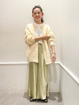 「アイテム（スカート、グリーン系）」を使った、kaninapさん（レディース・155cm）の秋コーディネート