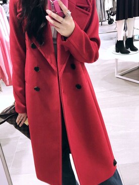 「H&M（エイチ・アンド・エム）のアイテム（チェスターコート）」を使った、mako.さん（レディース・159cm）の秋コーディネート