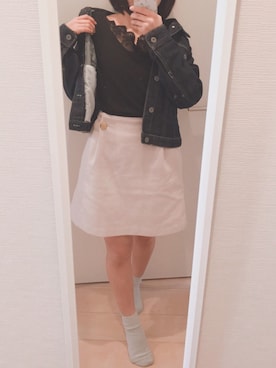 「SEVENDAYS=SUNDAY（セブンデイズサンデイ）のアイテム（デニムジャケット）」を使った、こよいさん（レディース・146cm）の春コーディネート