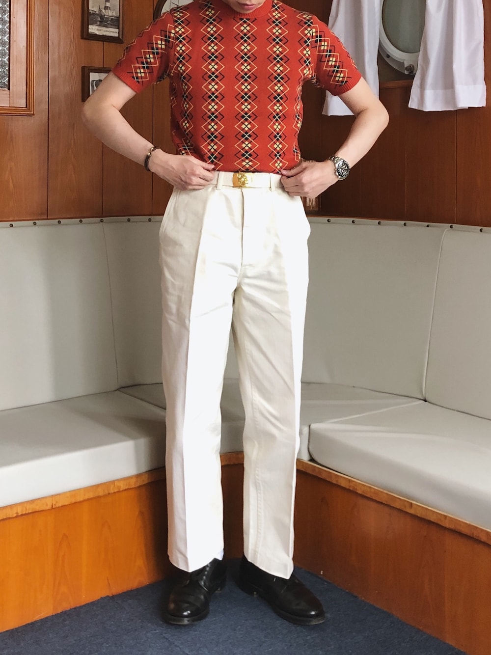 「At Last&Coのアイテム（チノパンツ、ホワイト系）」を使った、CoolKidsCantDieさん（メンズ・175cm）の春コーディネートの1枚目の写真
