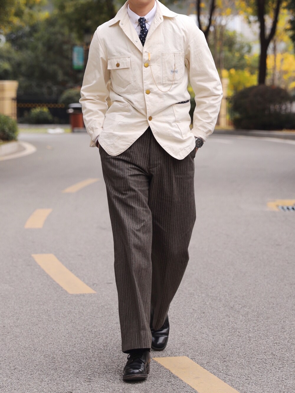 「At Last&Coのアイテム（ピーコート、ホワイト系）」を使った、CoolKidsCantDieさん（メンズ・175cm）の冬コーディネートの1枚目の写真
