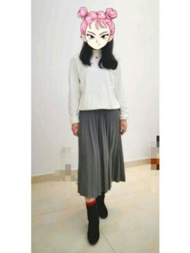 「アイテム（アクセサリー、レッド系）」を使った、小豆豆さん（レディース・160cm）の冬コーディネート