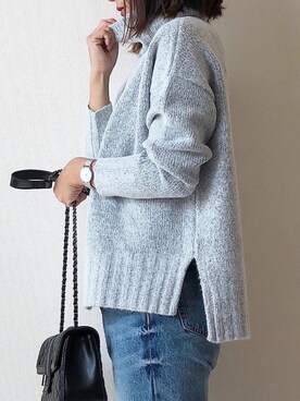 「titivate（ティティベイト）のﾀｰﾄﾙふわっとﾀｯﾁﾆｯﾄ（ニット/セーター）」を使った、nm73さん（レディース・150cm）の秋コーディネート