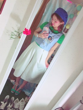 「LOST & FOUND（ロストアンドファウンド）のアイテム」を使った、ゆっすぅ🐻さん（レディース・154cm）の夏コーディネート