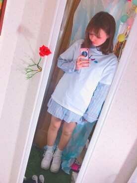 「WC（ダブル シー）のアイテム（スニーカー）」を使った、ゆっすぅ🐻さん（レディース・154cm）の春コーディネート