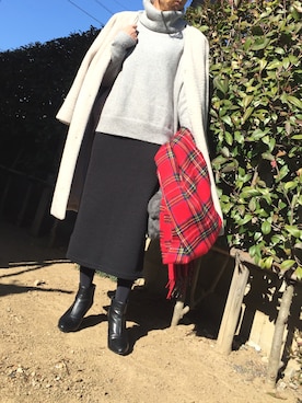 「帰省コーデ」｜「アイテム（ジャケット/アウター）」を使った、MAYU.HASさん（レディース・157cm）の冬コーディネート