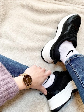 「Daniel Wellington（ダニエルウェリントン）の販売終了クラシックペティット アッシュフィールド32mm（アナログ腕時計）」を使った、MAYU.HASさん（レディース・157cm）の冬コーディネート