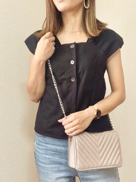 「Daniel Wellington（ダニエルウェリントン）の販売終了クラシックペティット アッシュフィールド32mm（アナログ腕時計）」を使った、MAYU.HASさん（レディース・157cm）の夏コーディネート