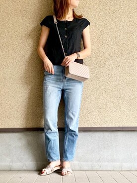 「Daniel Wellington（ダニエルウェリントン）の販売終了クラシックペティット アッシュフィールド32mm（アナログ腕時計）」を使った、MAYU.HASさん（レディース・157cm）の夏コーディネート