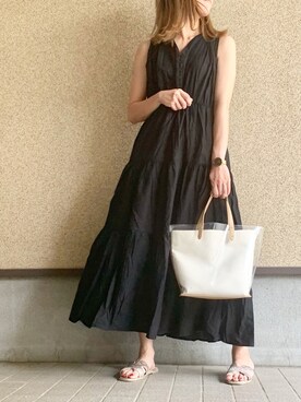 「Daniel Wellington（ダニエルウェリントン）の販売終了クラシックペティット アッシュフィールド32mm（アナログ腕時計）」を使った、MAYU.HASさん（レディース・157cm）の夏コーディネート