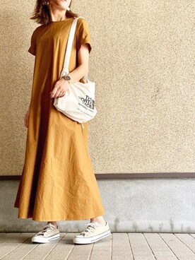 「titivate（ティティベイト）のﾌﾚｱﾏｷｼﾜﾝﾋﾟｰｽ（ワンピース）」を使った、MAYU.HASさん（レディース・157cm）の秋コーディネート