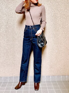 「GRL（グレイル）の2wayチェーンフラップバッグ（ハンドバッグ）」を使った、MAYU.HASさん（レディース・157cm）の冬コーディネート