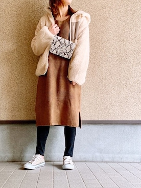 「アイテム（ブルゾン）」を使った、MAYU.HASさん（レディース・157cm・30代）の冬コーディネート