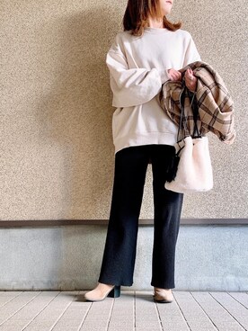 「アイテム（スウェット）」を使った、MAYU.HASさん（レディース・157cm・30代）の冬コーディネート
