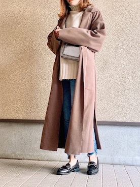 「アイテム（チェスターコート）」を使った、MAYU.HASさん（レディース・157cm・30代）の冬コーディネート