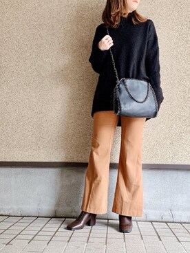 「GRL（グレイル）の2wayチェーンフラップバッグ（ハンドバッグ）」を使った、MAYU.HASさん（レディース・157cm）の冬コーディネート