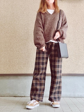 「VANS（バンズ）のVANS ヴァンズ OLD SKOOL DX オールドスクール V36CL+ CALM BREEN（スニーカー）」を使った、MAYU.HASさん（レディース・157cm）の冬コーディネート