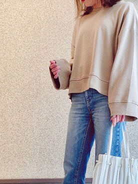 「アイテム（スウェット）」を使った、MAYU.HASさん（レディース・157cm・30代）の春コーディネート
