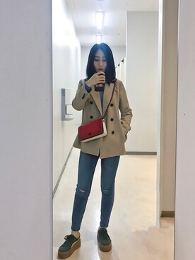 「Mo&Co.（モーアンドコー）のアイテム（パンツ）」を使った、Bae__さん（レディース・160cm）の秋コーディネート