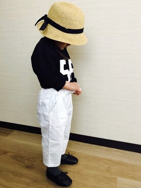 「amitie（アミティエ）のアイテム」を使った、NONSUKEさん（キッズ・90cm）の春コーディネート