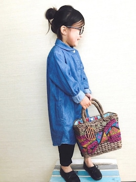 「amitie（アミティエ）のアイテム」を使った、NONSUKEさん（キッズ・90cm）の春コーディネート