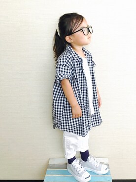 「こども ビームス（コドモビームス）のアイテム（スリッポン）」を使った、NONSUKEさん（キッズ・100cm）の夏コーディネート