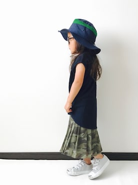 「こども ビームス（コドモビームス）のアイテム（スリッポン）」を使った、NONSUKEさん（キッズ・100cm）の夏コーディネート