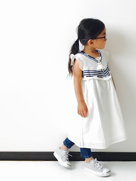 「NATURAL BEAUTY BASIC（ナチュラルビューティーベーシック）のアイテム」を使った、NONSUKEさん（キッズ・100cm）の夏コーディネート
