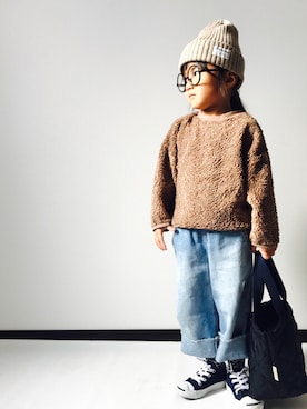 「こども ビームス（コドモビームス）のアイテム（スリッポン）」を使った、NONSUKEさん（キッズ・100cm）の秋コーディネート