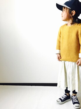 「こども ビームス（コドモビームス）のアイテム（スリッポン）」を使った、NONSUKEさん（キッズ・100cm）の冬コーディネート