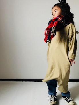 「TWEED MILL（ツイードミル）のアイテム」を使った、NONSUKEさん（キッズ・110cm）の冬コーディネート