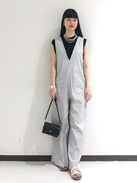 「Rouge vif（ルージュヴィフ）のアイテム（オールインワン・サロペット）」を使った、すずらんさん（レディース・161cm）の夏コーディネート