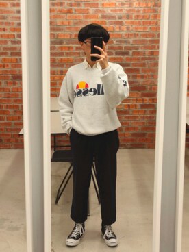 「Champion（チャンピオン）のアイテム（ヘアアクセサリー）」を使った、Vvei Yeoさん（メンズ・163cm）の夏コーディネート