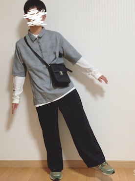 「アイテム（スラックス）」を使った、けしましさん（メンズ・165cm・10代）の秋コーディネート
