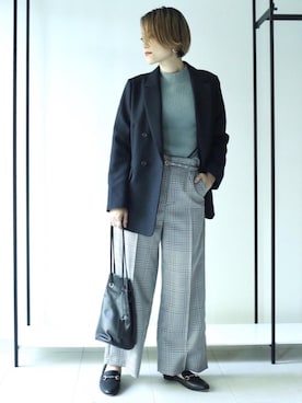 「green label relaxing（グリーンレーベルリラクシング）のアイテム（その他パンツ）」を使った、Yamaさん（レディース・160cm）の秋コーディネート