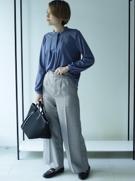 「green label relaxing（グリーンレーベルリラクシング）のアイテム（トートバッグ）」を使った、Yamaさん（レディース・160cm）の秋コーディネート