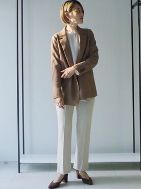 「green label relaxing（グリーンレーベルリラクシング）のアイテム（その他パンツ）」を使った、Yamaさん（レディース・160cm）の秋コーディネート