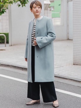 FAbRICA ] ◇CS メルトン ノーカラー コートを使った人気ファッション