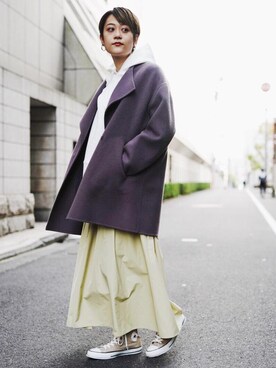 「green label relaxing（グリーンレーベルリラクシング）のアイテム（その他アウター）」を使った、Yamaさん（レディース・160cm）の冬コーディネート