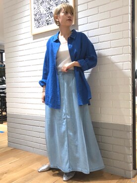 「green label relaxing（グリーンレーベルリラクシング）のアイテム（タンクトップ）」を使った、Yamaさん（レディース・160cm）の春コーディネート