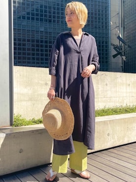 「アイテム（トップス、ブラウン系）」を使った、Yamaさん（レディース・160cm）の春コーディネート