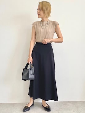 「ベーシック/トラッド」｜「アイテム（ワンピース/ドレス）」を使った、Yamaさん（レディース・160cm）の春コーディネート