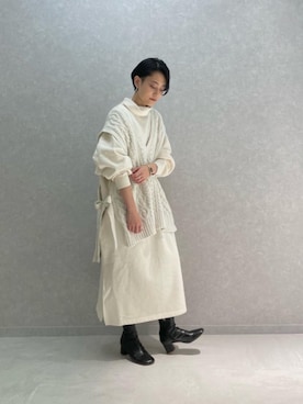 「ニット/セーター」｜「アイテム（ワンピース/ドレス）」を使った、Yamaさん（レディース・160cm）の秋コーディネート