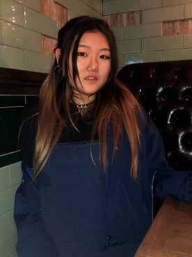 「blue」｜「アイテム（MA-1）」を使った、debbieさん（レディース・160cm）の冬コーディネート